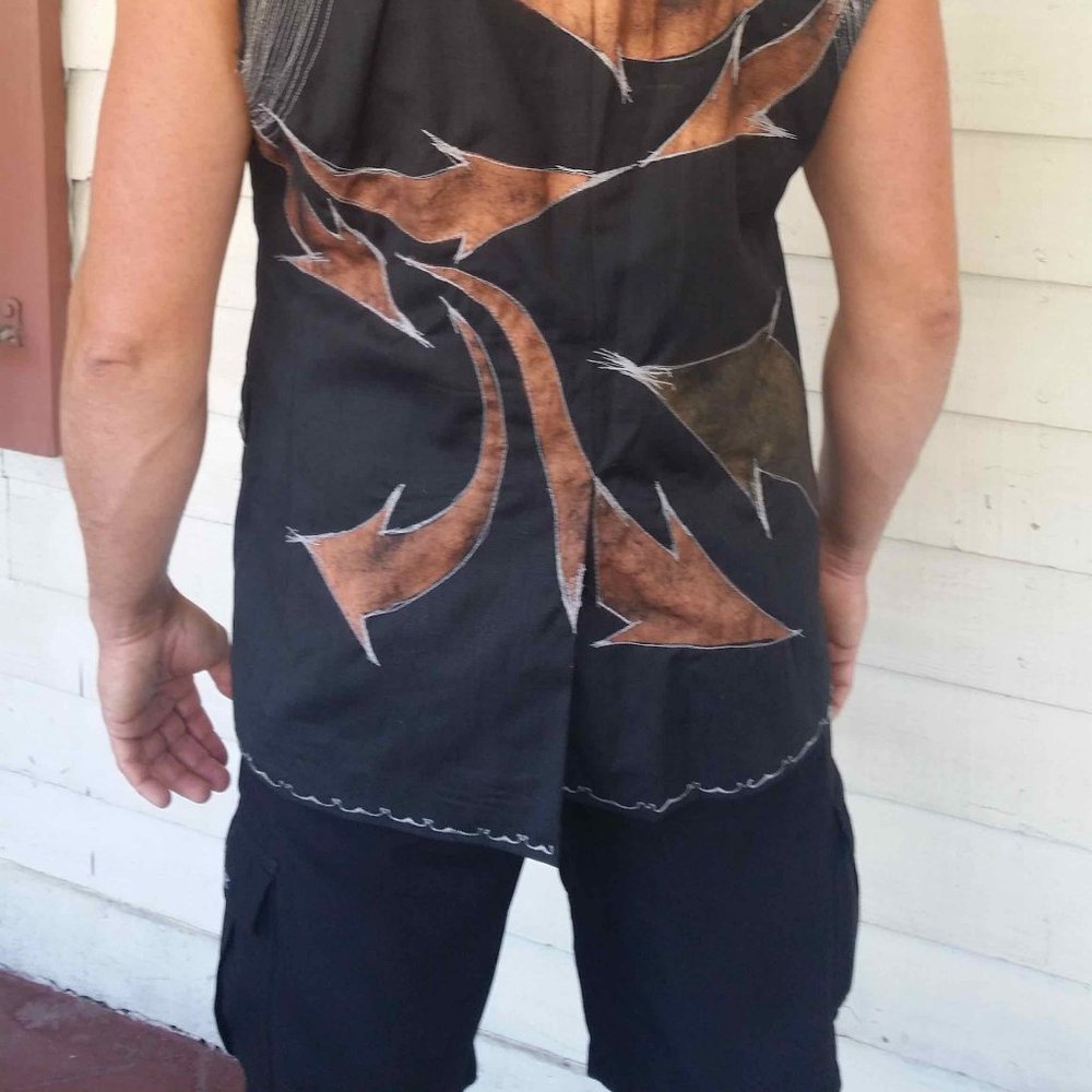 XANADU DESIGNS Black Panther Inspired, Upcycled mens suit coat, made into vest. - Picture 4 of 14